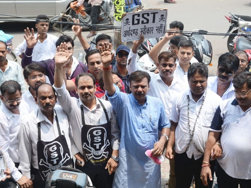 protest against GST and its effect in Lucknow.