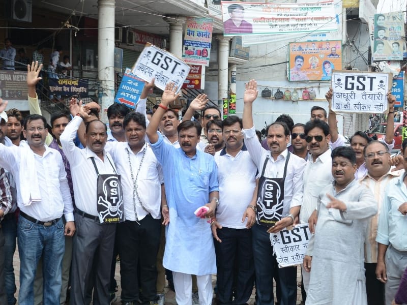 protest against GST and its effect in Lucknow.