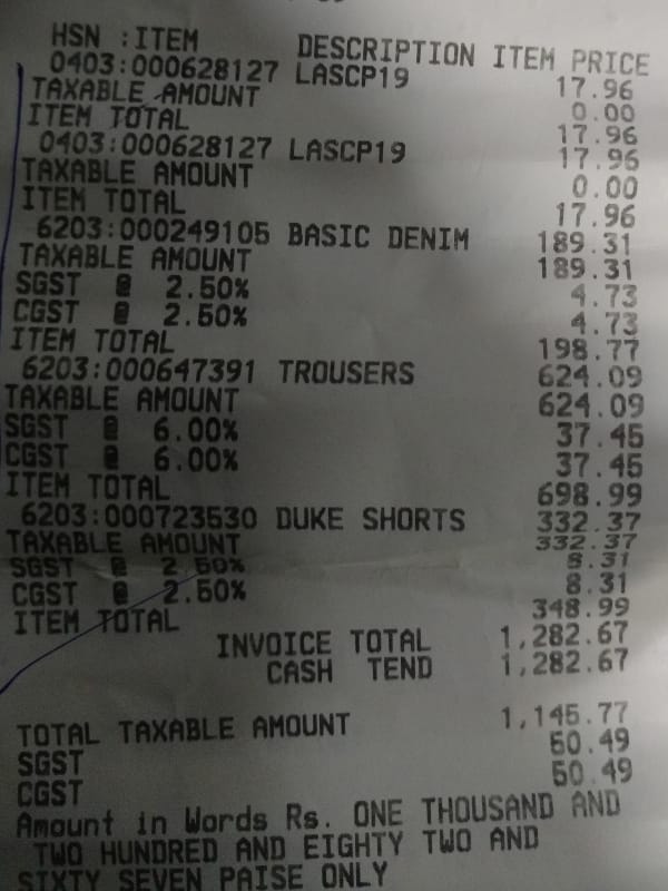 size of printed bill has increased after goods and services tax