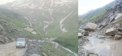 landslide on manali leh road