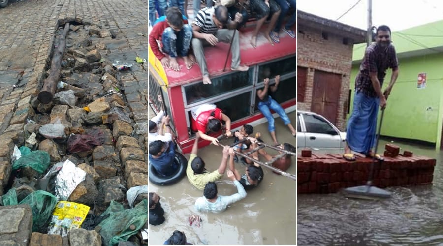 lucknow people suffered drainage system proble after frist rain