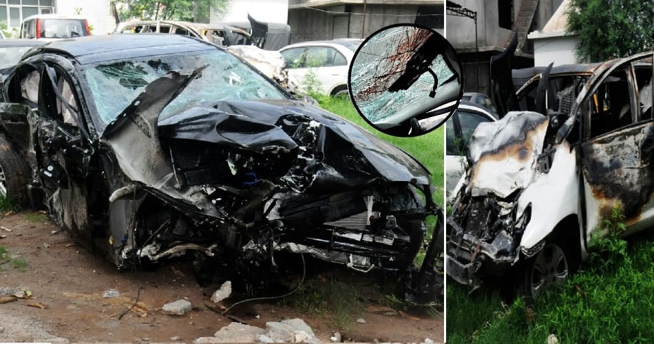 Jaguar collides with Innova at 140km speec, zorakpur accident