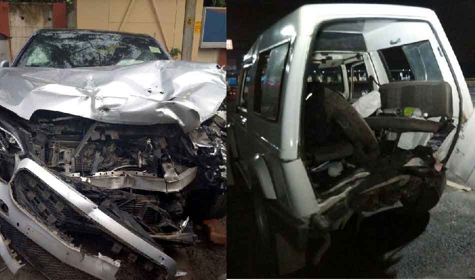 Mercedes car hit acp delhi jeep in noida