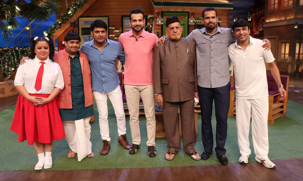 irfan pathan share pic from the set of the kapil sharma show with bharti singh