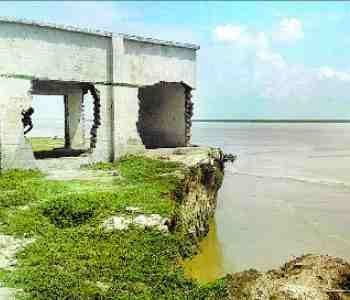Cutting school building and 140 bigha fields in Ghaghra