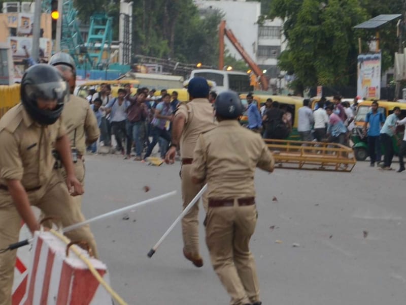  UPSSSC applicants protest in Lucknow.