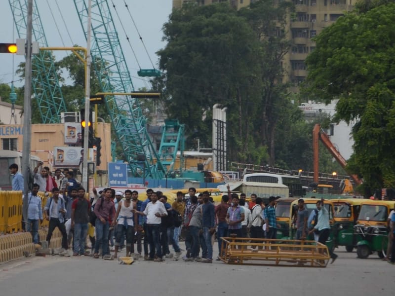  UPSSSC applicants protest in Lucknow.