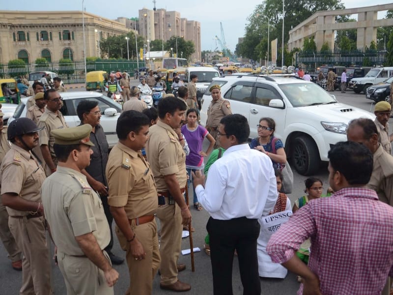  UPSSSC applicants protest in Lucknow.