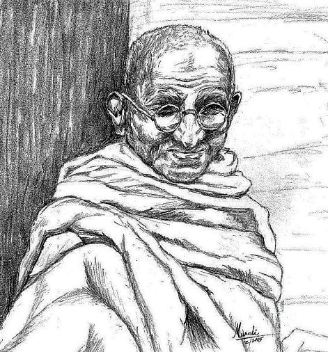 Mahatma Gandhi Drawing Sanjhi Art