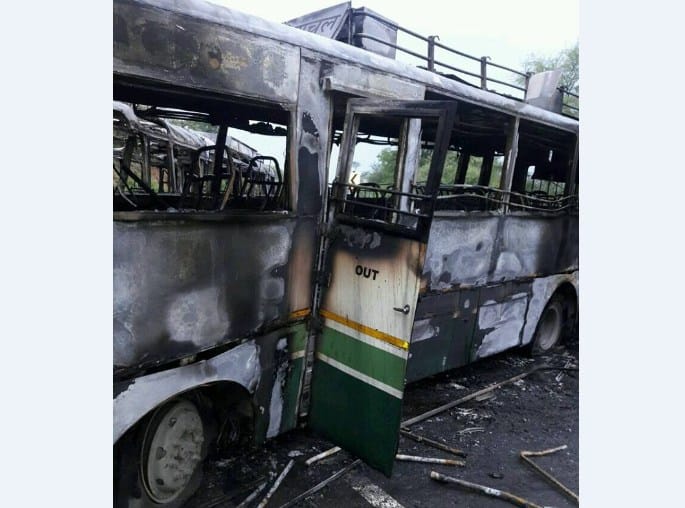 HRTC and Haryana Roadway Buses Gutted in Fire after Colide.