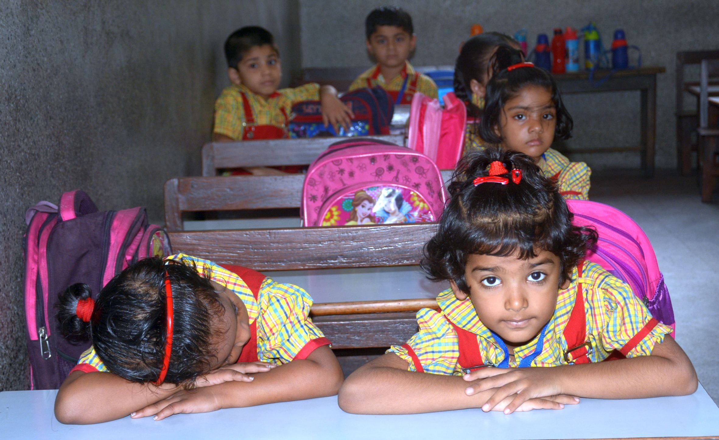 expressions of kids after reopen of schoosl in lucknow