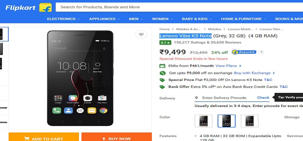 Lenovo Vibe K5 Note