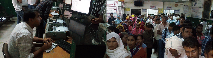 long cue of patients seen in general hospital of alwar after server get down