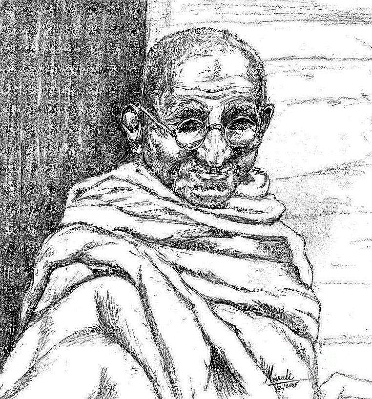 ArtStation - how to draw mahatma gandhi | mahatma gandhi drawing | gandhi  jayanti