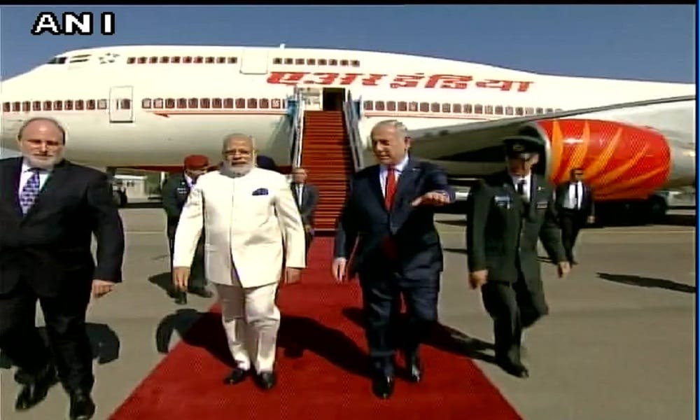 Welcome ceremony for PM Narendra Modi at Ben Gurion Airport in Israel