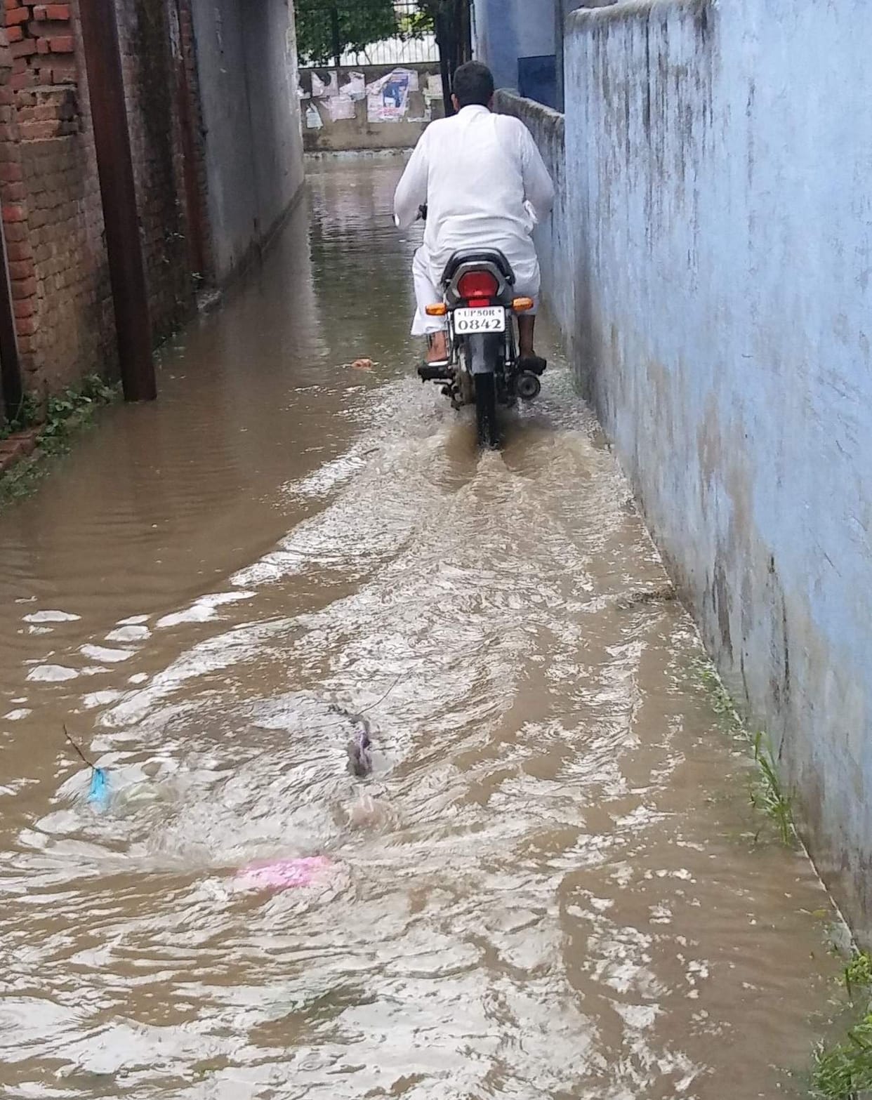 rain started, water logging 