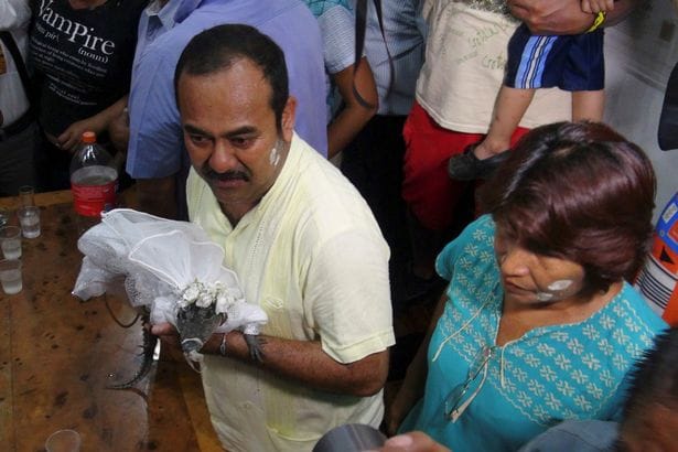 Mayor Marries female crocodile following strange custom 