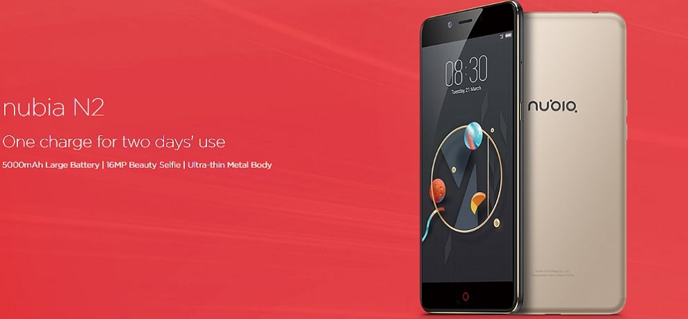 Nubia N2 Launched in India With 5000mAh Battery and 16MP selfie camera