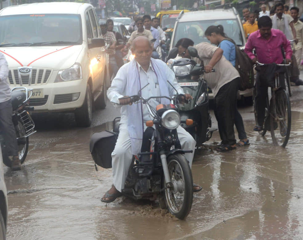 varanasi road full with rain water in this monsoon