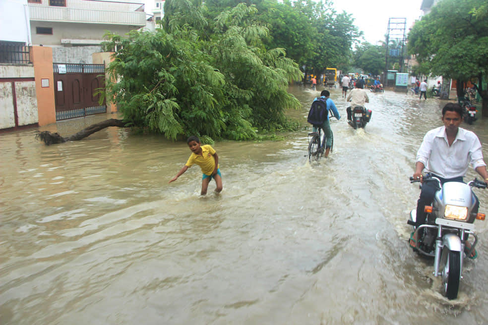 varanasi road full with rain water in this monsoon