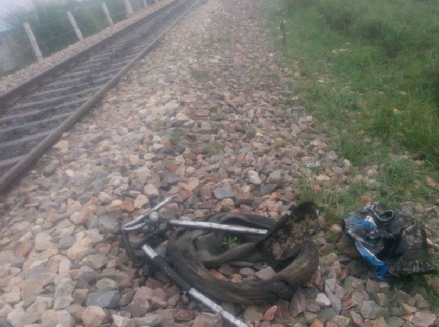 The bike left the bike on the rail track