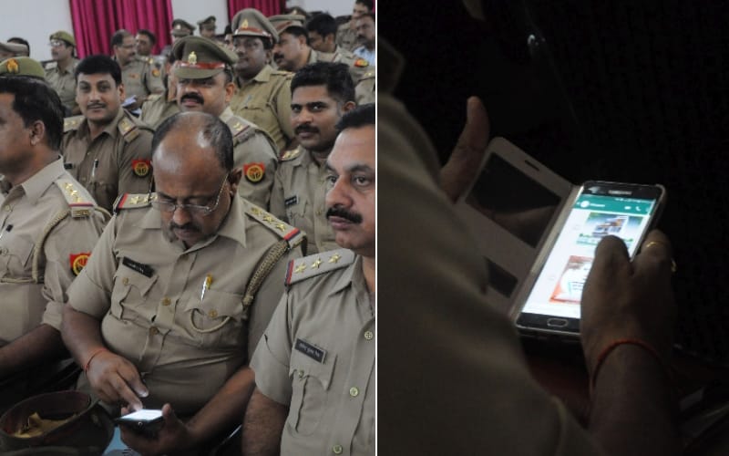 cops busy in mobile phone in lucknow ssp crime meeting 