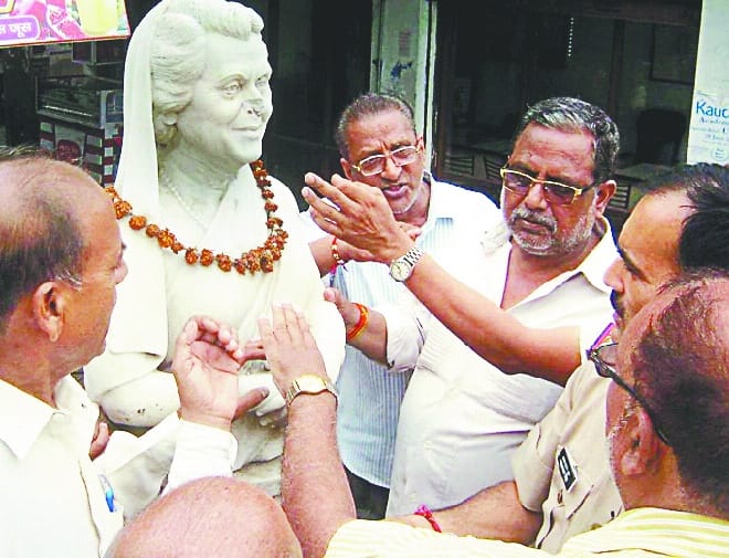 Broke the statue of Indira Gandhi