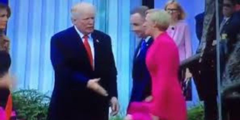 Donald Trump handshake ignored by Poland's first lady Agata  Duda