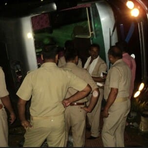 Private bus going from Mohammadi to Delhi turns flat on highway