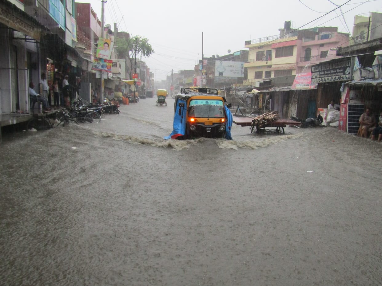 water pouring into houses