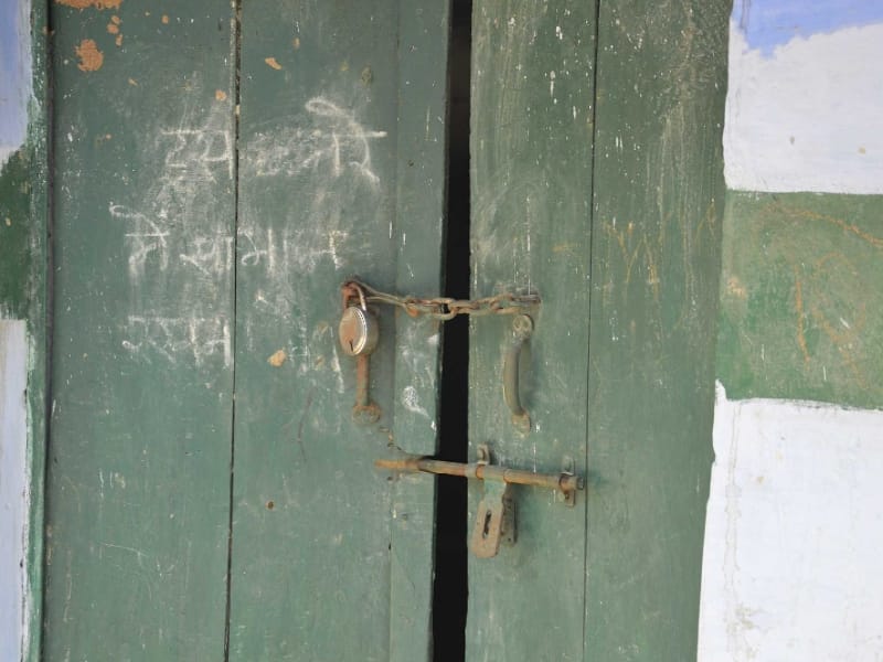 classes in garden because of snakes in sitapur.