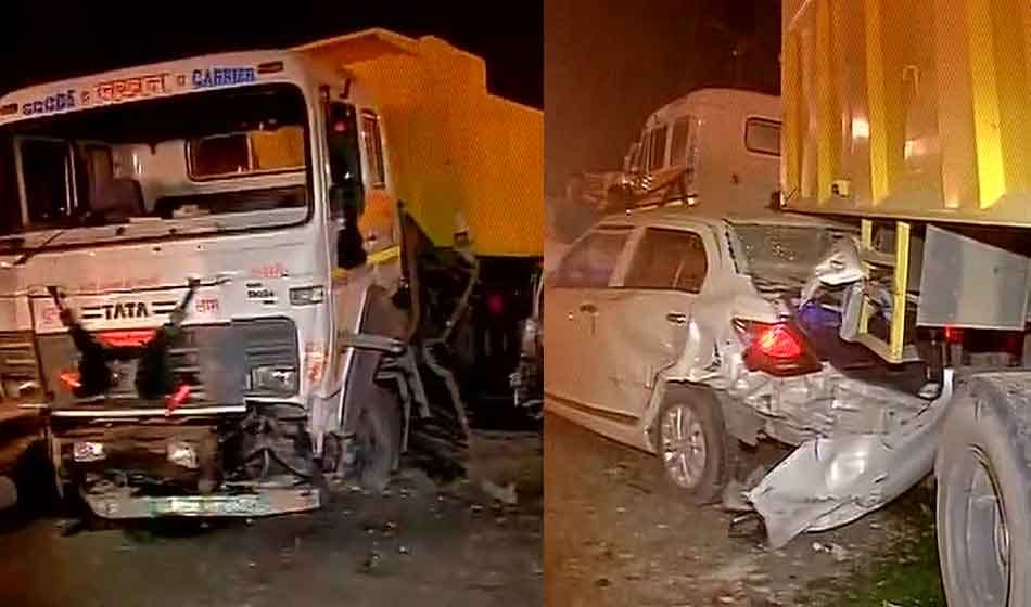 An uncontrolled dumper truck rams into four cars on AIIMS flyover six people injured