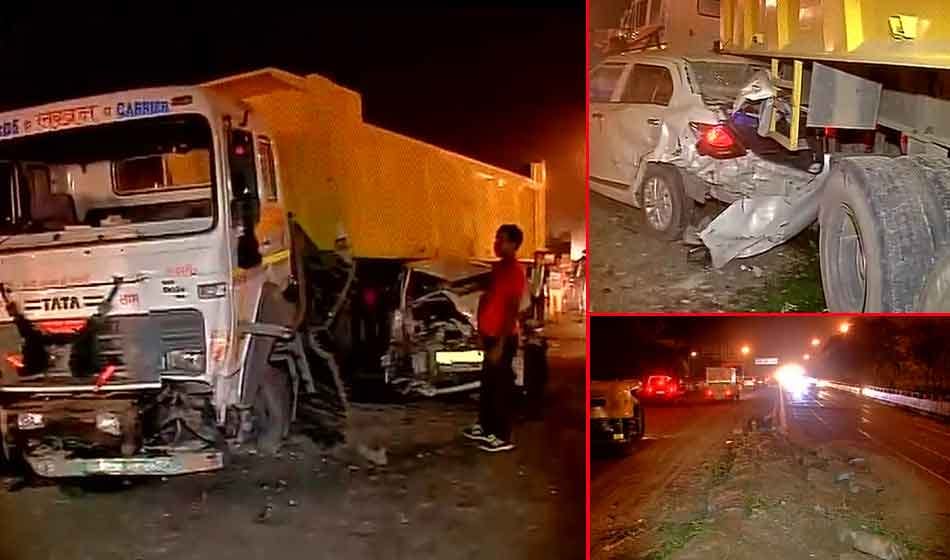 An uncontrolled dumper truck rams into four cars on AIIMS flyover six people injured