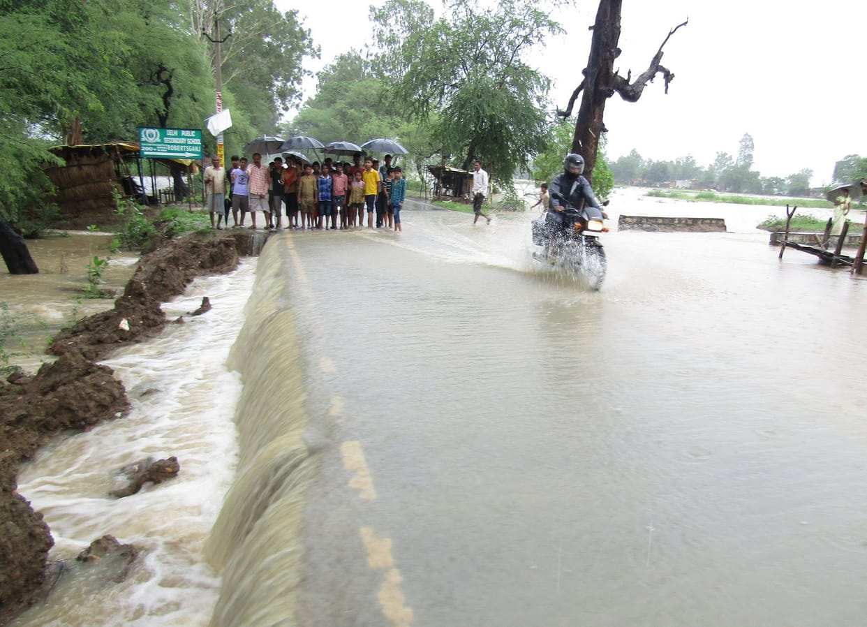Road cut by heavy rains
