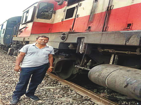 Sheet of engine of broken Jhansi Passenger by hitting the animal