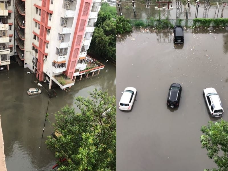 Rain created waterlog in Lucknow.