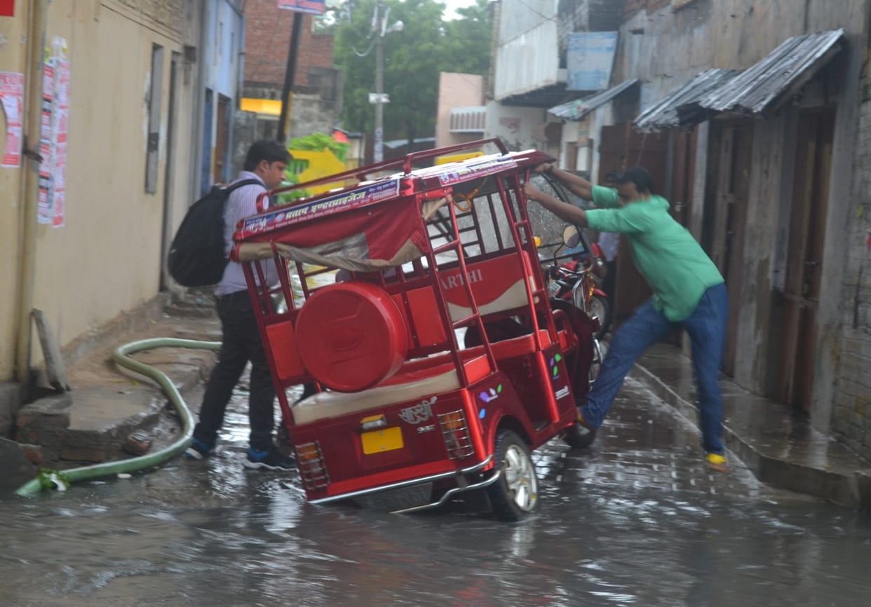 Rain water rush in many homes