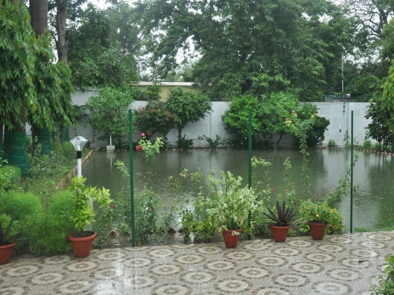Waterlog in minister swami prasad maurya bungalow in Lucknow.