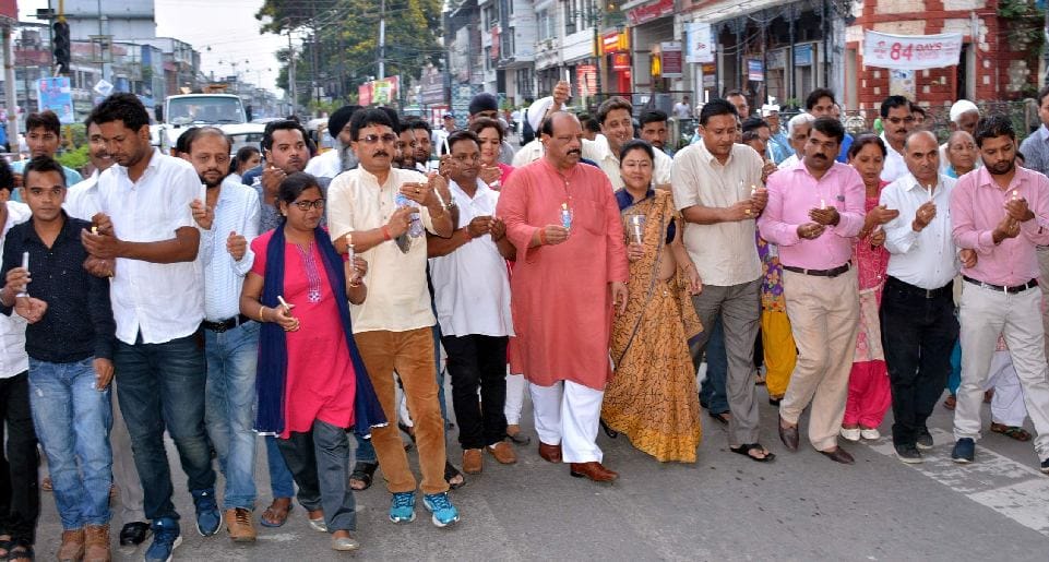 bjp and congress Candle march for those killed in terror attack 