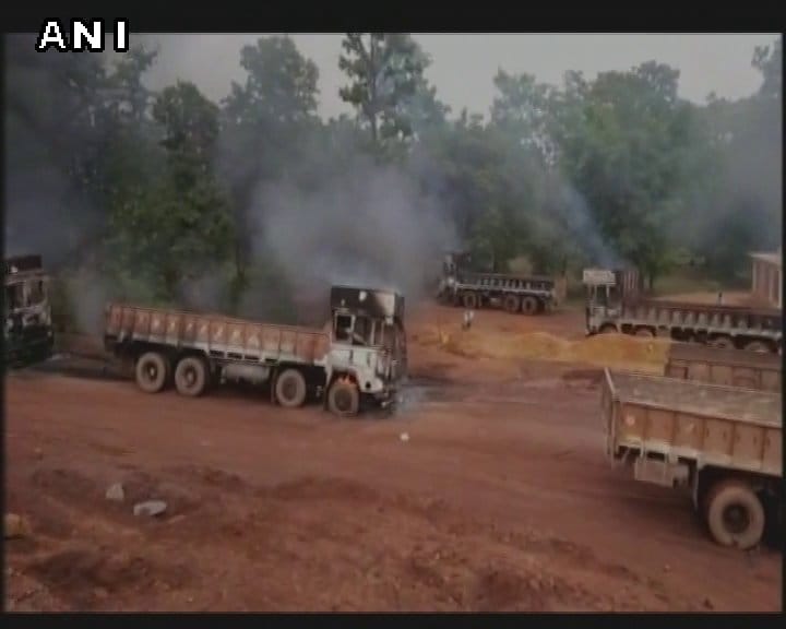 18 trucks gutted after being torched by Naxals in Chhattisgarh's Kanker 