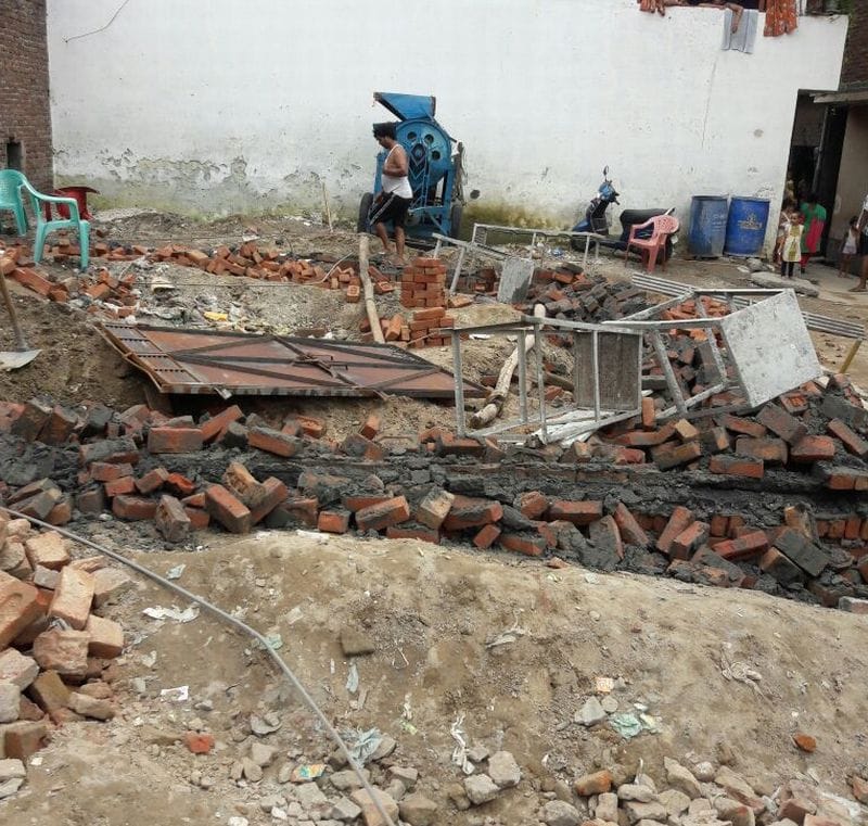 Commotion for the construction near the religious site in Pakka Bagh
