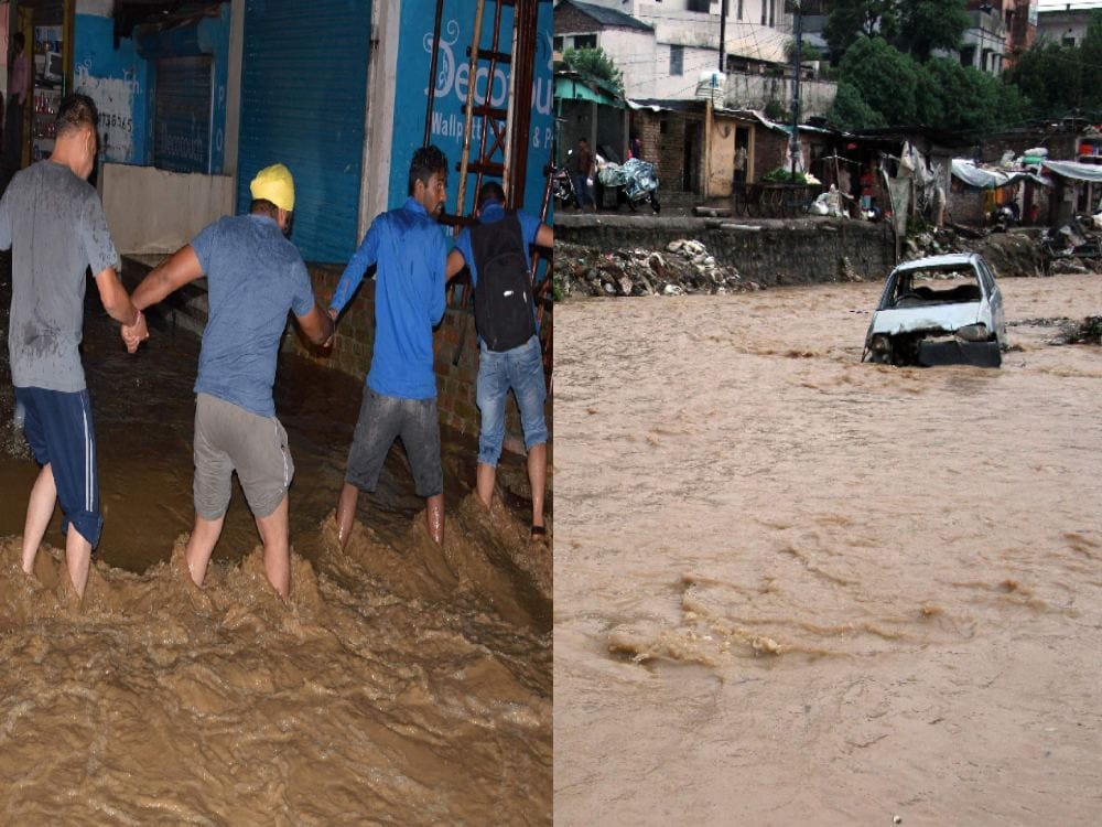 Photos of Water logging after heavy rain in dehradun 