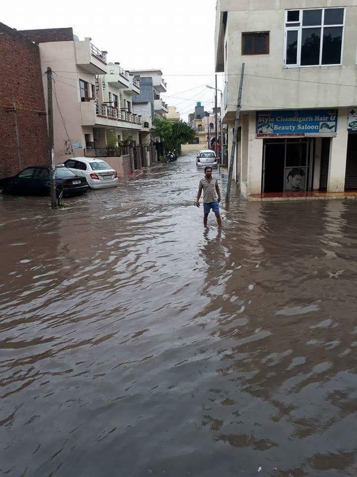 first rain in monsoon, zirakpur news