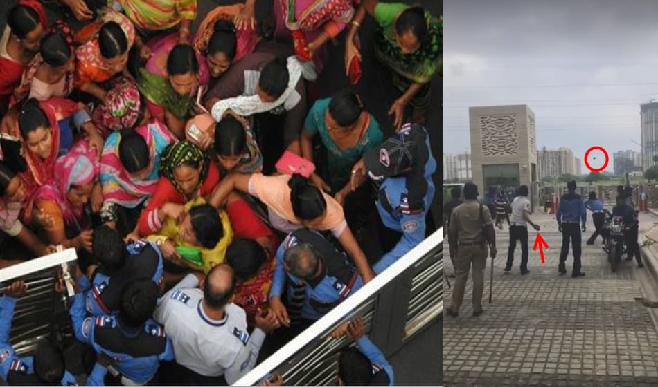 maid being made hostage in noida mahagun society, her hundreds of relative attack on society