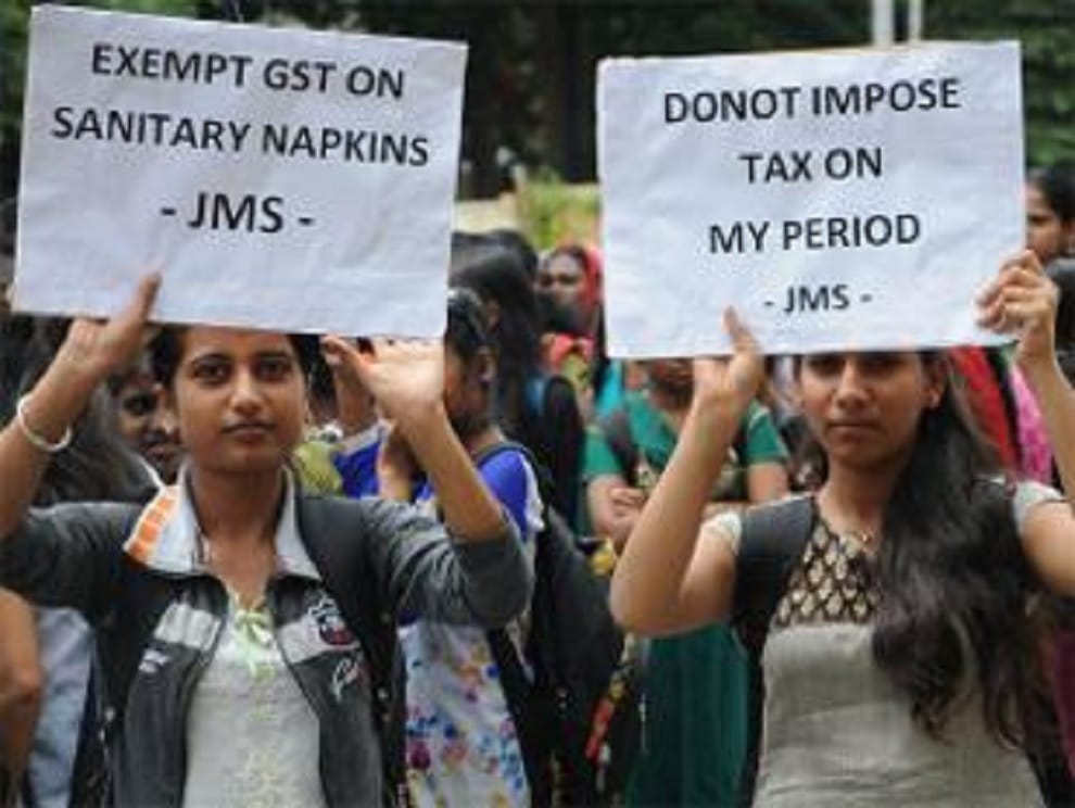 GST: SFI activists post sanitary pads to Arun Jaitely