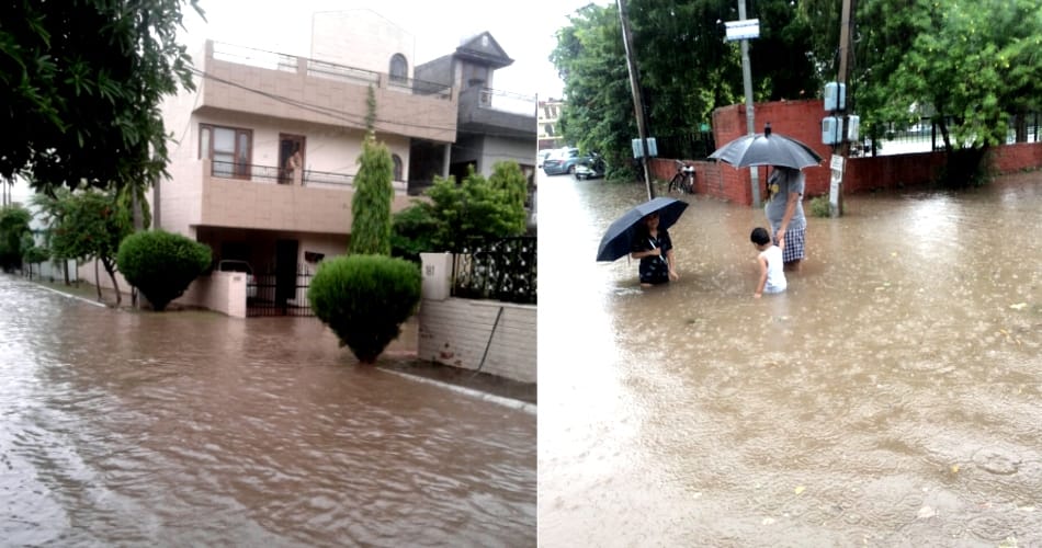 first rain in monsoon, zirakpur news