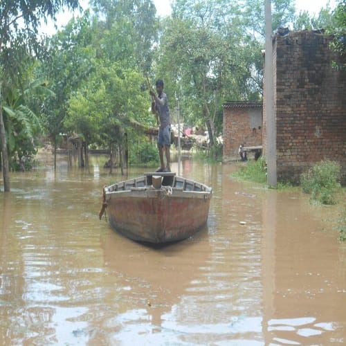 Rain havoc ... here students go to school by boat, view Photos