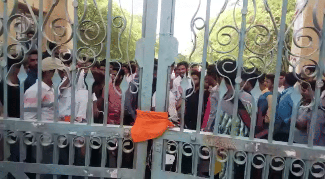 students protest in alwar college