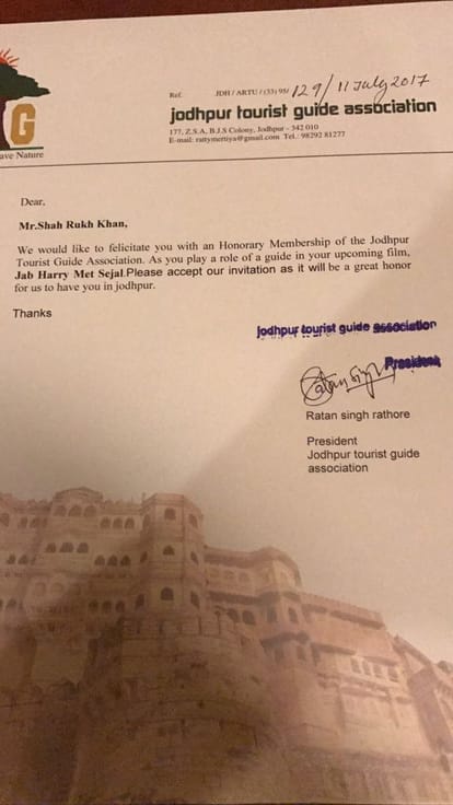 jodhpur guide association approaches shahrukh khan for membership 