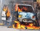 School van fire, driver leaves children